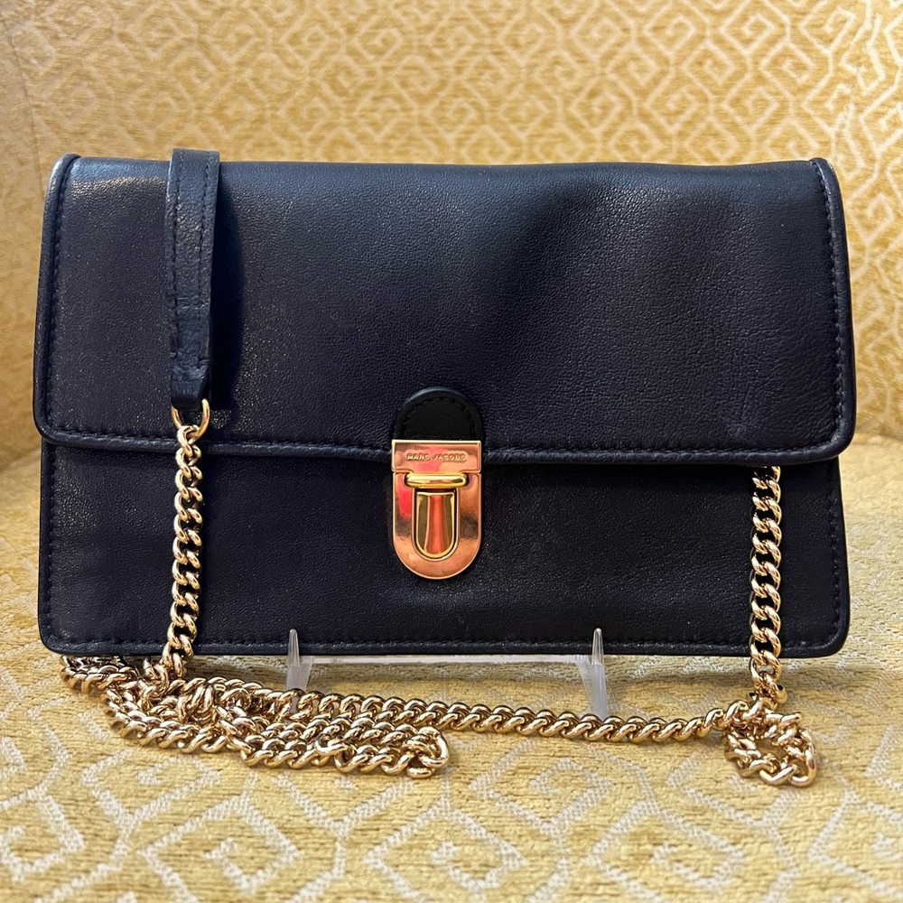 Marc Jacobs Black Leather Small Shoulder Bag - Chain/Leather Strap